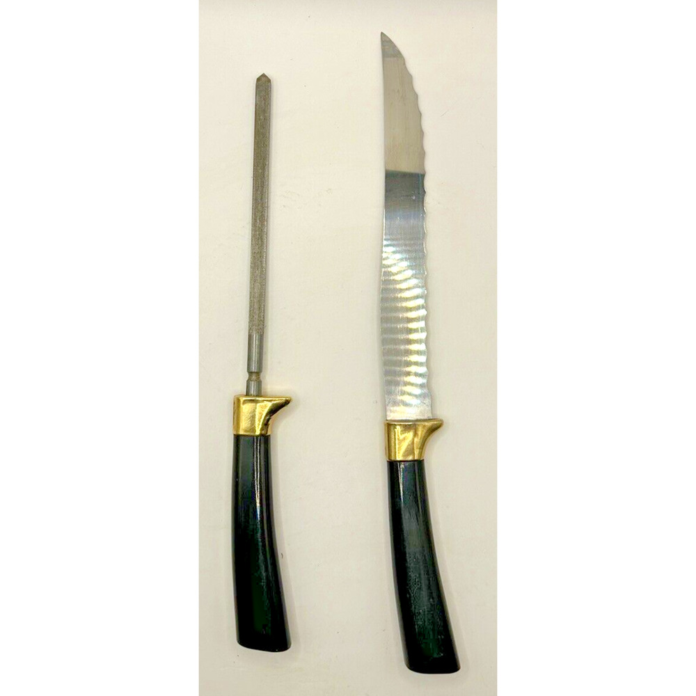 Vintage Knife Carving Set Remark-O Edge Sheffield England (2pc) 50’s Granny Core